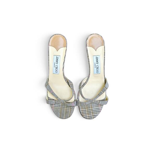 Jimmy Choo Shoes - Y2k Jimmy Choo Plaid Kitten Heel Mules Vintage - Size 38